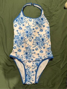 Blue Floral One-Piece Swimsuit